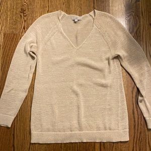 Open knit V neck sweater
